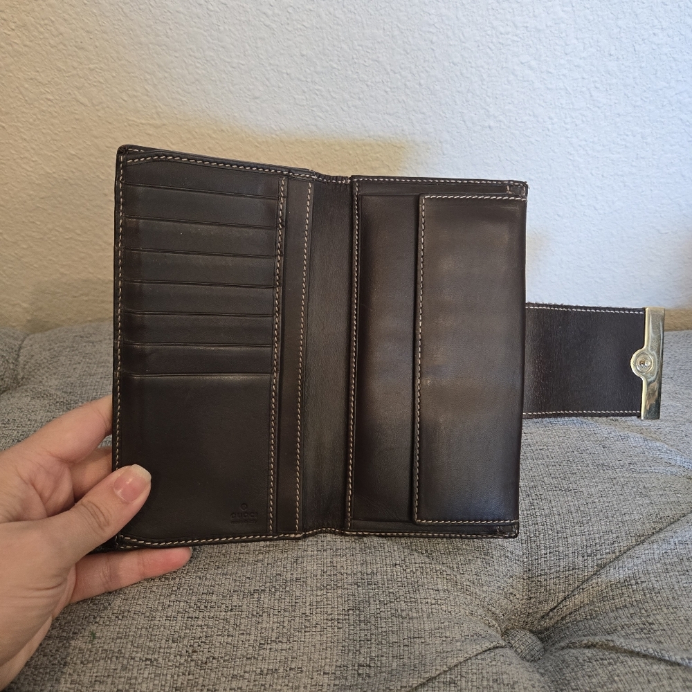 Gucci Monogram Long Stripe Wallet, Coated Canvas And Leather - Picture 7 of 16